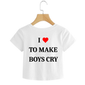 Women's "I ♥ TO MAKE BOYS CRY" Graphic Crop Top